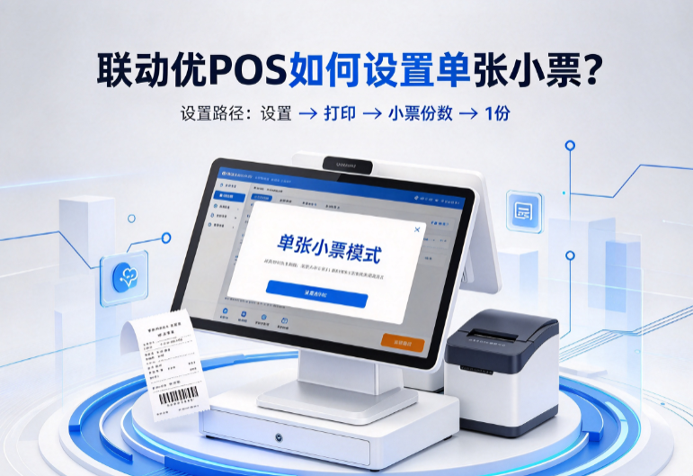 联动优POS如何设置单张小票？